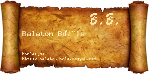 Balaton Béla névjegykártya